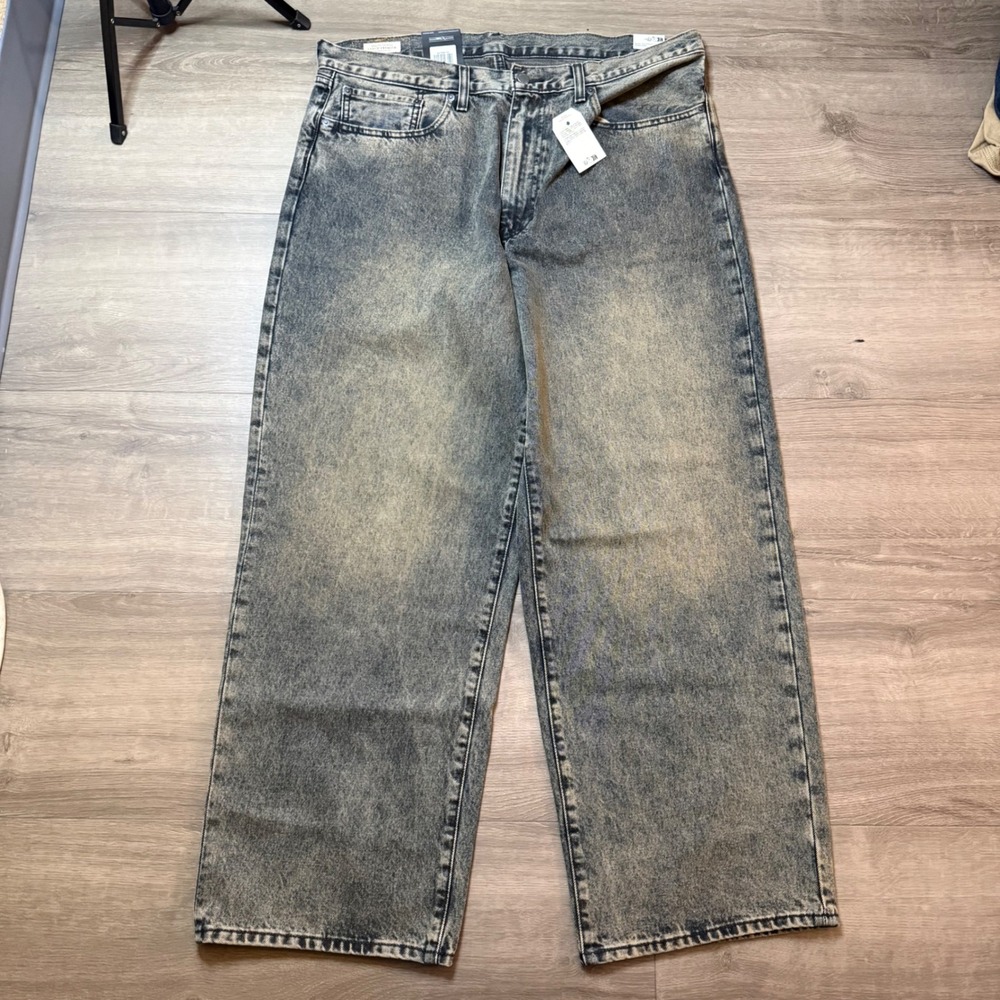 Levi's 578 Premium Denim Baggy Jeans Men 38x32 Grey Acid Wash Brand New